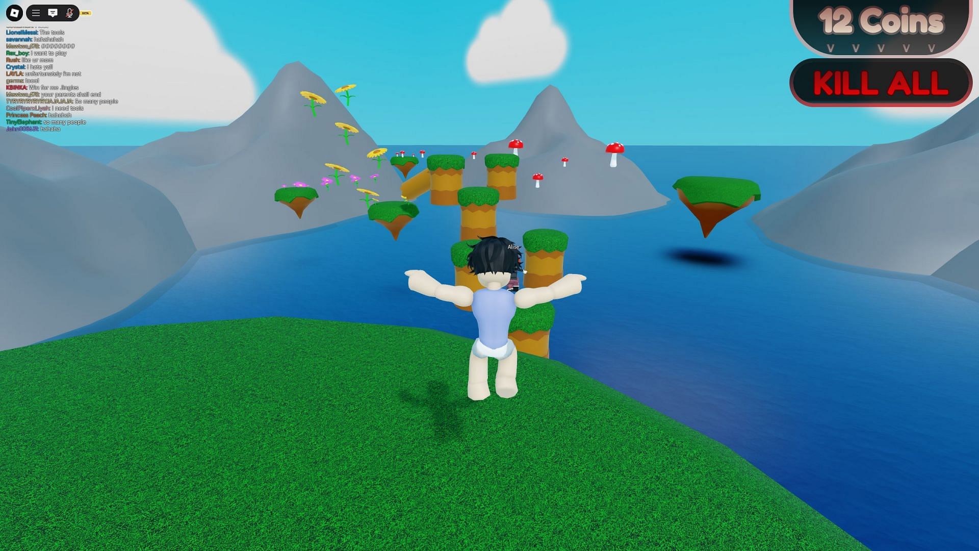 The waiting area in 100 Players Musical Chairs (Image via Roblox)